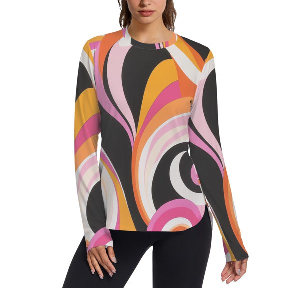 FORMRS Womens Long Sleeve Shirts UPF 50  Sun Protection Quick Dry Fishing Hiking Tops, Size S-2XL, Swirling Circles