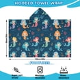 thumbnail image 2 of Dark Blue Mermaid Pattern Hooded Bath Towel，60"x35" for Ages 3 To 12 Kids, Quick Dry Lightweight Soft Microfiber Hood Beach Towel Cover Up for Kids, 2 of 7