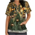 thumbnail image 1 of Womens Scrub Tops Short Sleeve V-neck Tops Uniform Christmas Tree Printed Pockets Blouse Nursing Clearance, 1 of 4