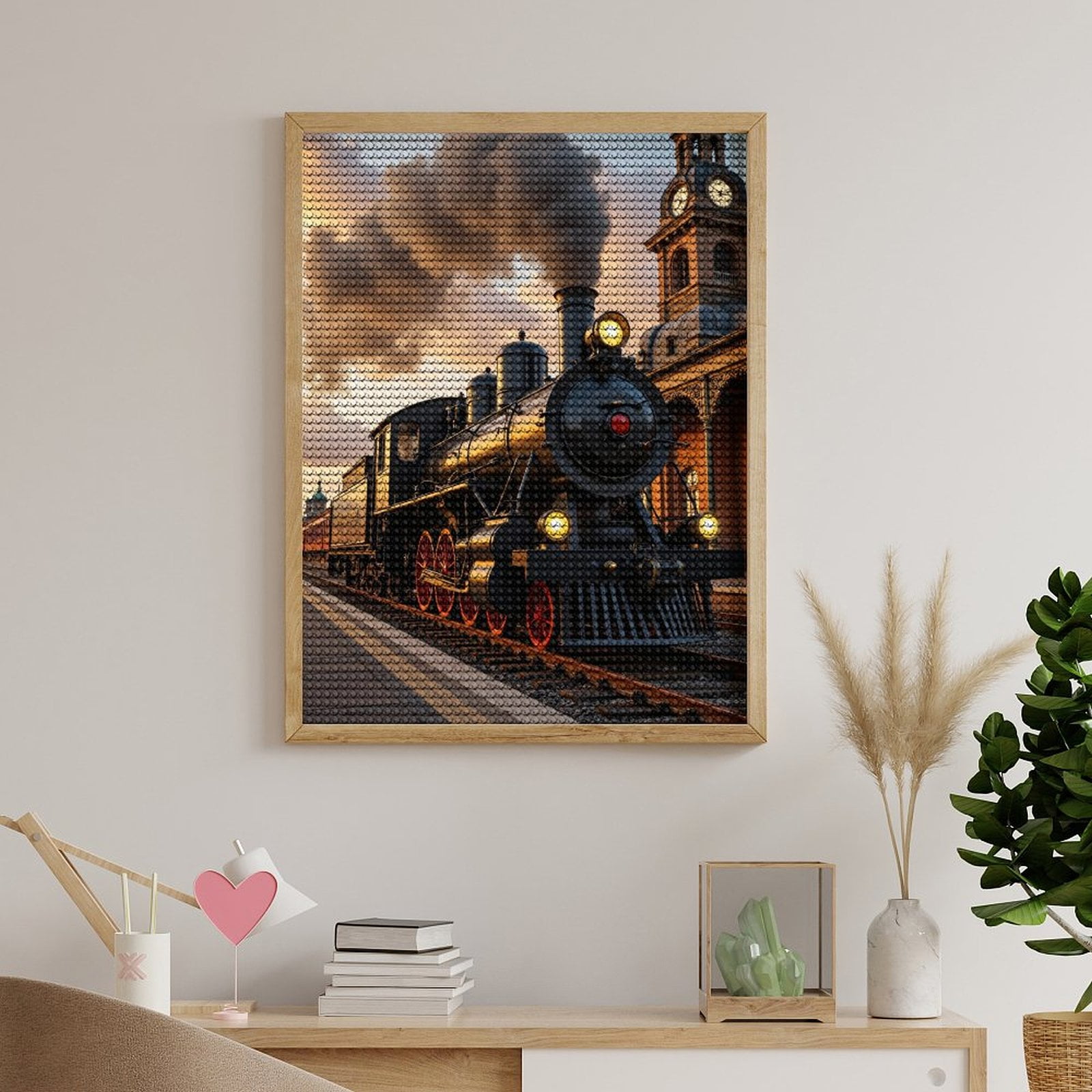 Diamond Art Kits for Adults, Train Vintage Railway Station 5D Diamond Painting Kits for Adults Beginners, DIY Full Drill Diamond Painting, Gem Art and Crafts 12x16