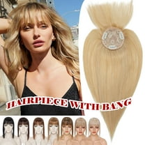 Benehair MONO/Silk Top Hairpiece With Bangs Clip In Russian Remy 100% Remy Human Hair Toupee Topper US 16inch