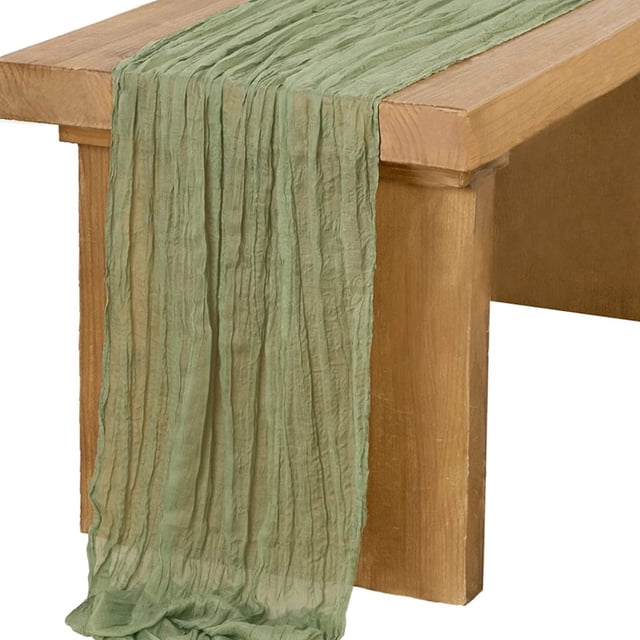 Camino de mesa de gasa de 2 piezas, 90 x 180 cm, camino de mesa bohemio, decoración de mesa rústica transparente para bodas, bandera de mesa para fiestas de festivales