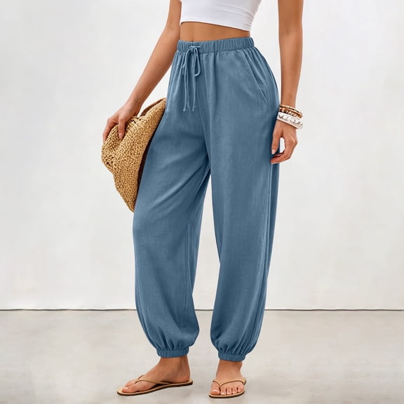 Womens Stretch Work Pants for Office, High Rise Straight Leg Trousers with Pockets, Wrinkle-Free Business Casual Bottom for Women
