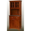 Small Buffet with Two Glass Door Hutch, Cottage Oak with Stainless Steel Top by Homestyles