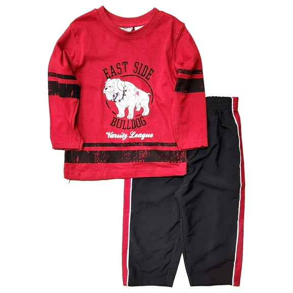 Little Rebel Infant Boys 2 Piece Red & Black Bulldog Shirt & Pants Set 24 Months