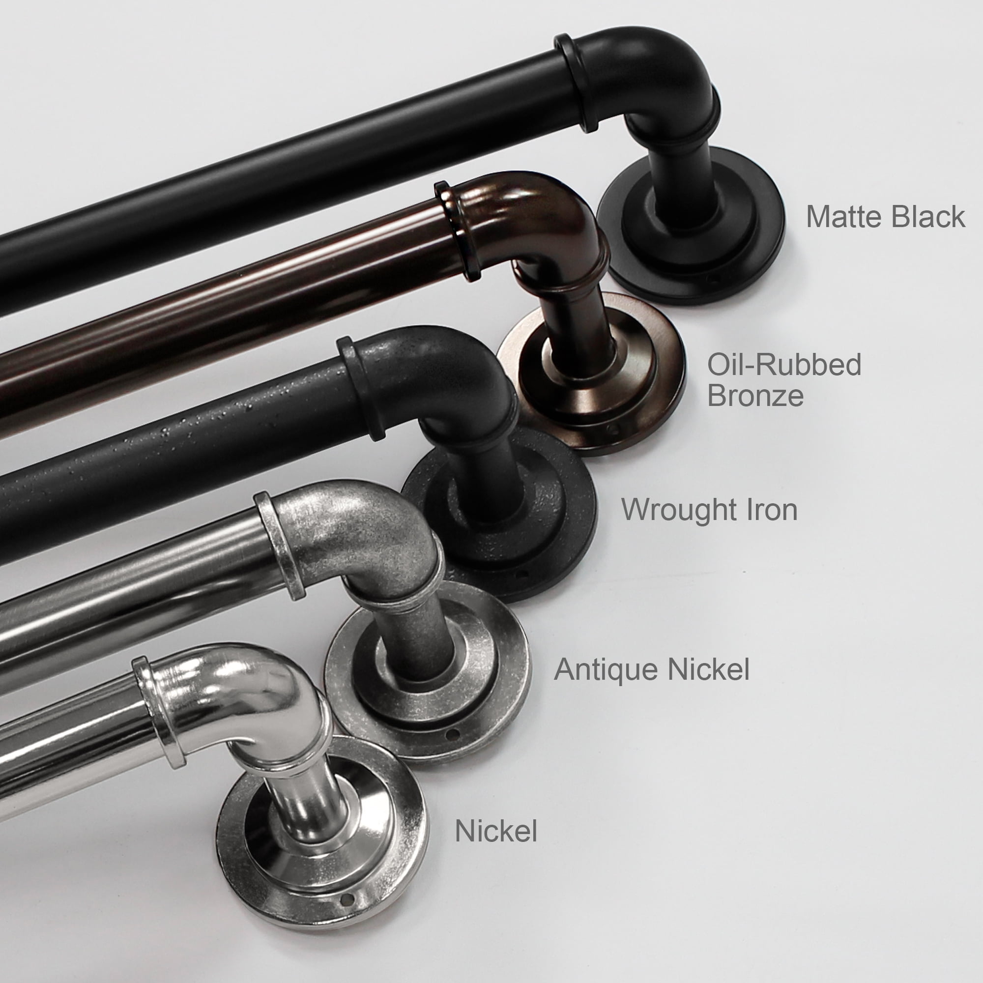 Better Homes & Gardens 1" Industrial Pipe Single Curtain Rod 42-120" Wrought Iron
