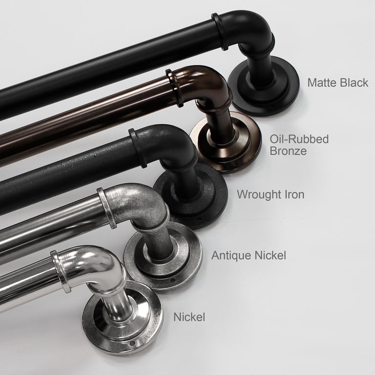 Industrial Pipe Wraparound Curtain Rod, 42-120 Inches, Black photo 5