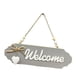 thumbnail image 1 of Letrero de madera para puerta colgante con lazo, placa de madera decorativa para puerta. Bienvenido gris, 1 of 9