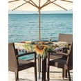 thumbnail image 3 of Fsddascl Retro Rooster Outdoor Tablecloth - 54x54 Inch Square Dining Table Cover, Sunflower Animals Checkered Farmhouse Waterproof Outdoor Table Cloth with Umbrella Hole & Zipper for Picnic/Patio, 3 of 7