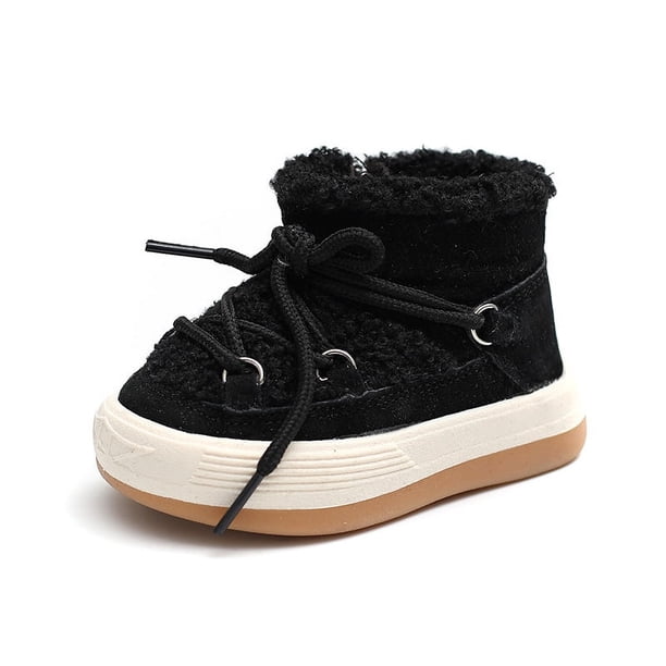 Zapatos de invierno para niñas pequeñas, botas altas para la nieve para niños y niñas, zapatos cálidos de algodón estilo coreano con forro polar