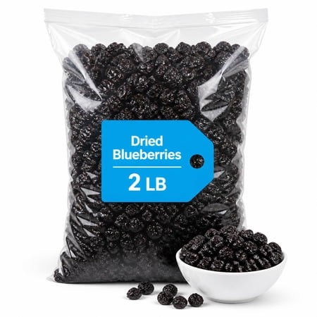 Dried Blueberries, 2 lb Bulk Bag, Sweet Chewy Fruit Snack for Baking & Trail Mix