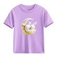 thumbnail image 5 of Cowsor Girls Sleepy Rabbit Printed Short Sleeve Crewneck T Shirt Cozy Casual Summer Tee for 2-13 Years Old Daily Wear, 5 of 6