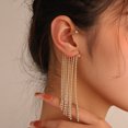 thumbnail image 1 of Fashionable long diamond-encrusted tassel ear hooks niche design geometric C-shaped earrings without pierced ears. Couple jewelry Valentine's Day gift, 1 of 5