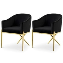 Maklaine Contemporary Black Velvet Dining Chair with Gold Steel Legs (Set of 2)
