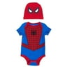 Marvel Size 3-6M 2-Piece Spiderman Bodysuit and Hat Set in Red