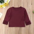 thumbnail image 2 of Faithtur Toddler Baby Girl Long Sleeve T-shirt Crew Neck Cotton Ruffles Solid Color Tops for Spring and Autumn, 2 of 9