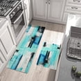 thumbnail image 5 of Turquoise Teal Modern Abstract Kitchen Rug Set,Black Grey Artistic Painting Decorative Runner Rugs with Rubber Backing,Throw Rugs Washable for Kitchen Sink,Laundry Room,Standing Desk,Boho, 5 of 6