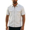 thumbnail image 6 of Tisuna Men'S Shirts Short Sleeve Zipper Down Quick Dry Summer T-Shirts Mens Classic Collared Casual Shirts With Pocket For Outdoor Performance White Size Xxxl, 6 of 6