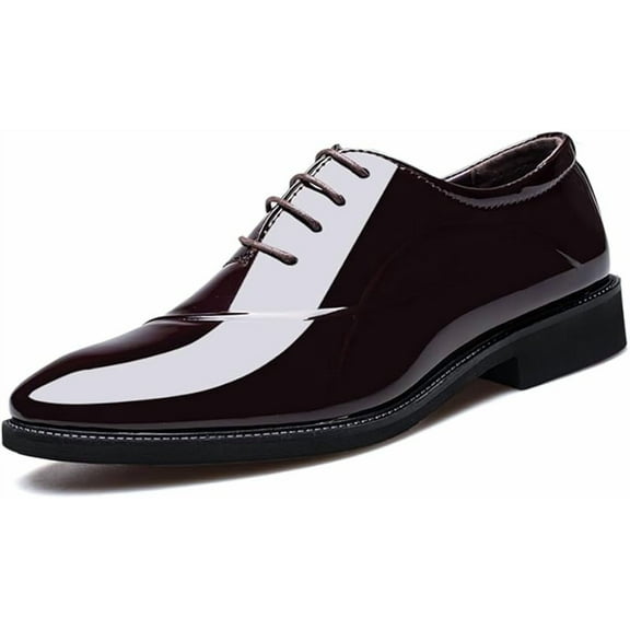 Men's Patent Leather Tuxedo Dress Shoes Classic Lace-up Formal Business Oxford Wedding Shoes