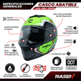 thumbnail image 2 of Casco abatible deportivo para moto Rasen negro y verde fluorescente verde L, 2 of 9