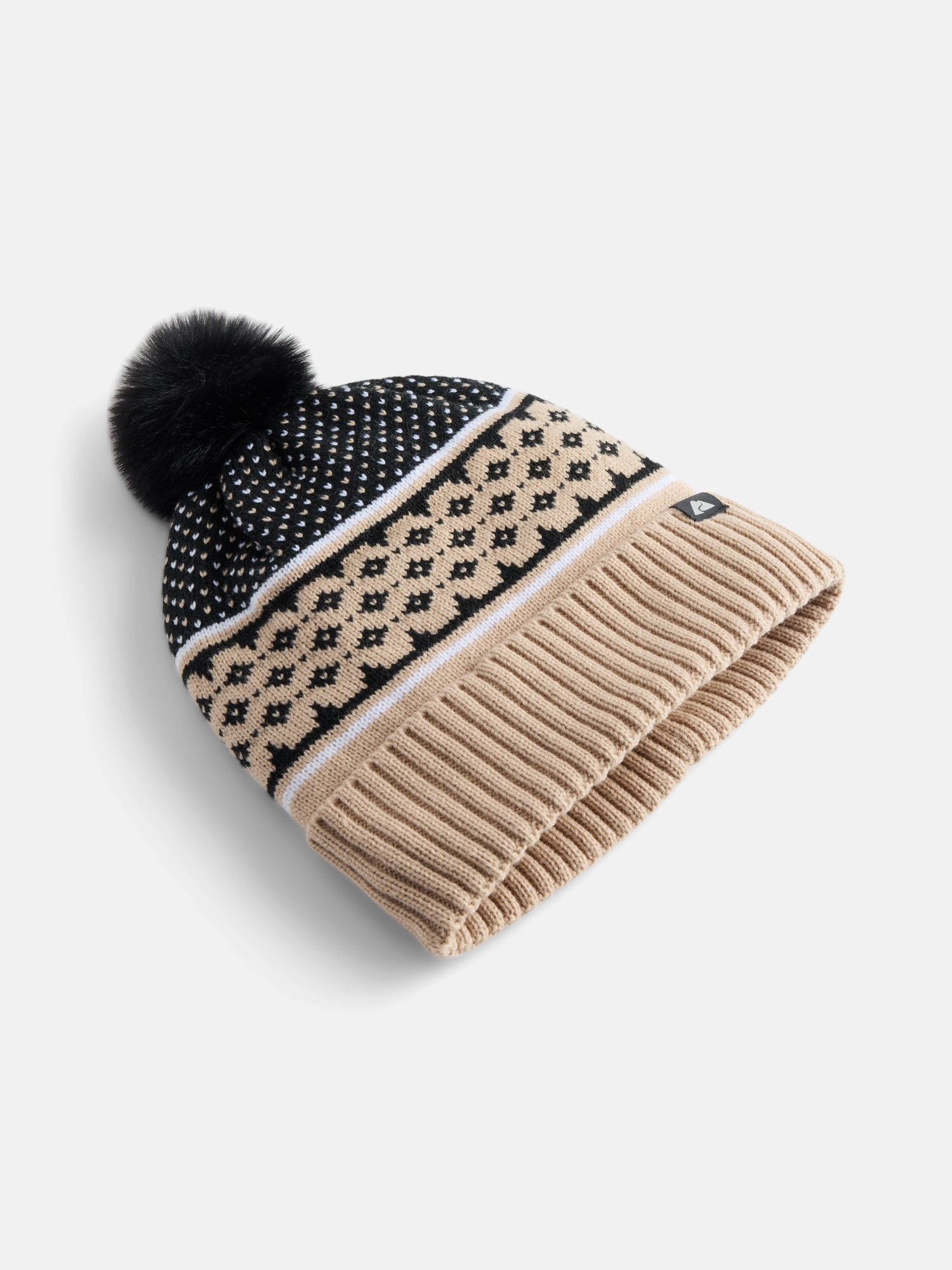 Ozark Trail Women's Ribbed Cuff Beanie Hat, Khaki