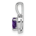 thumbnail image 2 of 925 Sterling Silver Polished Prong set Diamond Amethyst Pendant Necklace 15x7mm Wide Pendant for Women, 2 of 4