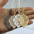 thumbnail image 4 of Cut Off Gold Filigree Quatrefoil Statement Hollow Clover Pendant Long Necklace, 4 of 8