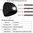 thumbnail image 3 of LED Beanie Hat with Light, Unisex Rechargeable LED Headlamp Hat, Warm Knit Hat, Head Light for Outdoor Dog Walking,Gifts for Men Women Dad, 3 of 8
