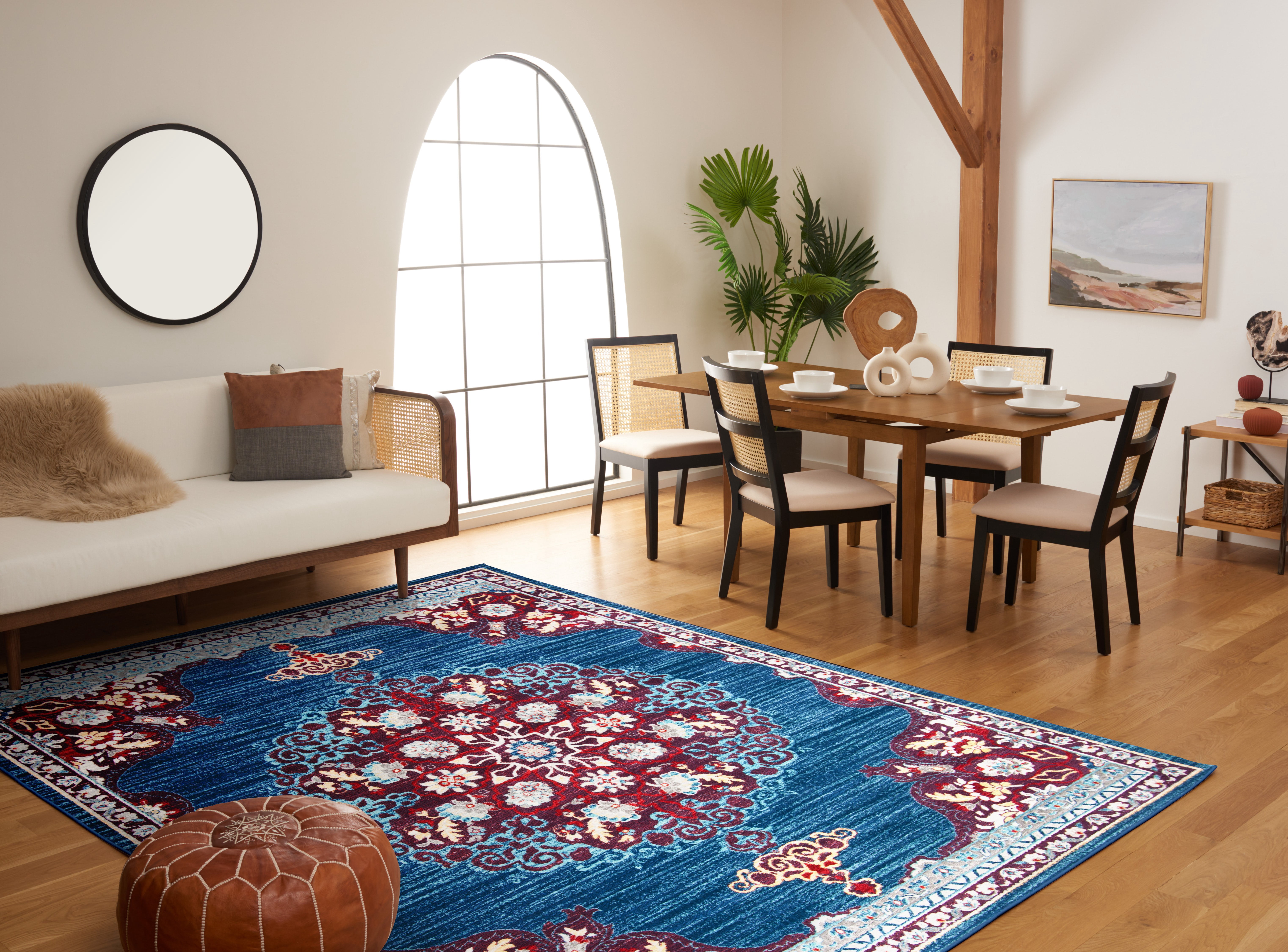 SAFAVIEH Brentwood Cahal Oriental Area Rug, Navy/Burgundy, 5' x 5' Square