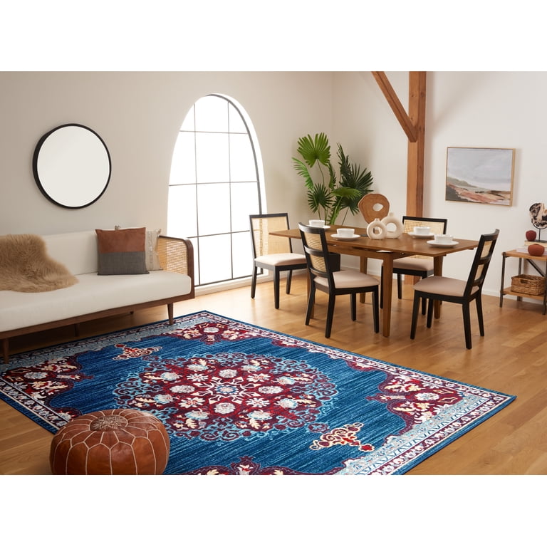 SAFAVIEH Brentwood Cahal Oriental Area Rug, Navy/Burgundy, 5' x 5