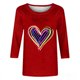 thumbnail image 5 of Mujeres Tres Cuartos de Manga Tops Día de San Valentín Impreso Suelto Cuello Redondo Suéter, Suelto Ajuste Tops para las Mujeres Vestir Fiesta Casual, 5 of 5