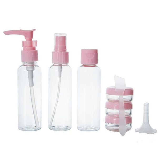 Travel Size Toiletries Containers Travel Bottles Set, 8Pcs (Pump bottle x1,  Squeezable tube x1, Spray bottle x1, Cream jar x3, Spatula x1, Funnel x1) 
