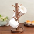 thumbnail image 2 of Wooden Mug Holder, 6-Hook Coffee Cup and Teacup Holder, Kitchen Storage with Stable Base, 2 of 6