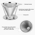 thumbnail image 3 of Jinsinto Reusable Coffee Filters, Stainless Steel Permanent Filter - Double Layer Precision Filter Holder - Hand Held Coffee Filter - Metal Cone Coffee Dripper for 1-4 Cups (600Mesh), 3 of 5