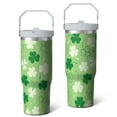 thumbnail image 2 of 1pc Shamrock 30oz Tumbler with Straw & Handle - Insulated Stainless Steel Cup | Holiday Gift for Man Women (Christmas, Valentine's, Birthday), 2 of 7