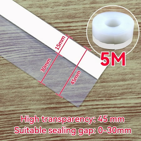 

SEARCHI Weather Strippin Silicone Door Seal Strip Sticker Adhesive for Door Window 16Ft Long Translucent Width 45mm