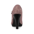 thumbnail image 2 of BLISSFUL STEP Women's Pump Houndstooth Platform Stiletto Heels Pumps Burgundy 6, 2 of 7