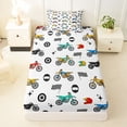 thumbnail image 3 of Castle Fairy Dirt Bike Pattern Twin Sheet Sets 3pcs for Boys, Helmet Art Bedding for Bedroom, Red Teal Black, 3 of 6