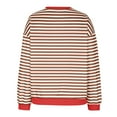 thumbnail image 5 of Womens Striped Sweatshirts Oversize Fit Drop Shoulder Long Sleeve Crewneck Pullover Fall Winter Spring Tops (XL, Red), 5 of 6