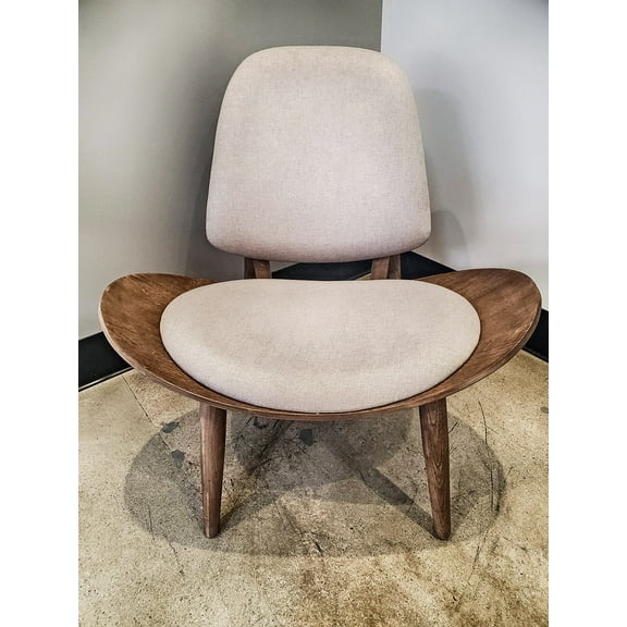 2xhome Modern Fabric Shell Wing Chair Armless Padded Seat Wooden Lounge for Living Room Base Grey, Set of 1, 1 piece