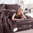 thumbnail image 5 of 7-Piece Queen Dusty Blue Grayish Blue Stitch Quilted Comforter Set, All Season Bed in a Bag with Sheets & Pillowcases, 5 of 10