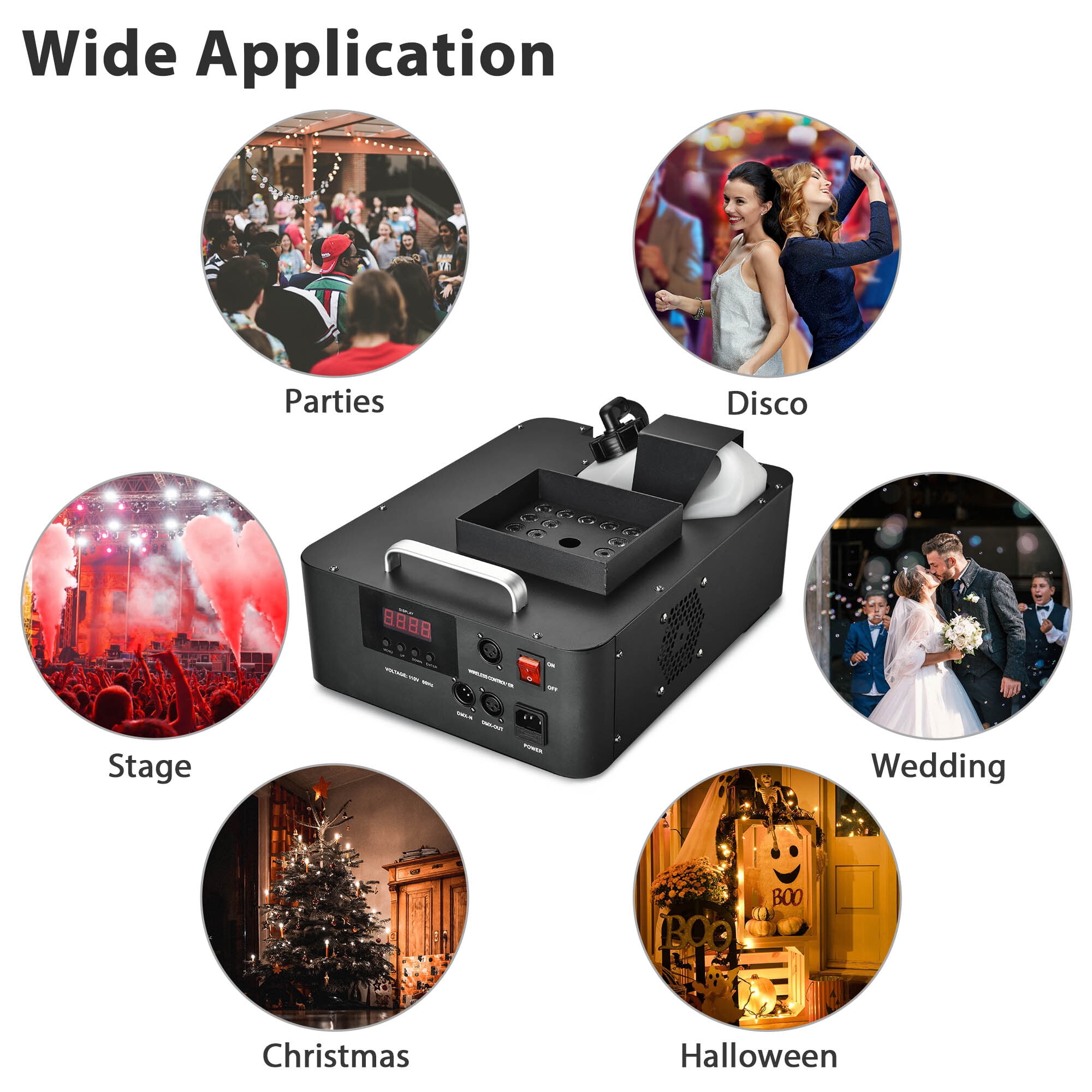 Vertical Smoke Fog Machine With Lights LED 1500W Floor Fogger DJ Equipment for Parties Stage Show Weddings Disco