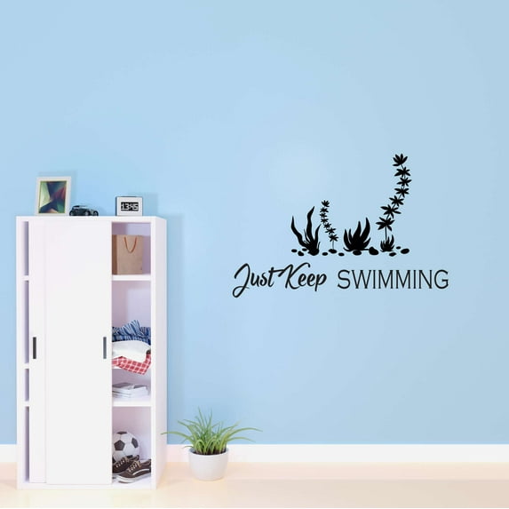 Children Just Swimming Cute Sports Wall Decal Decoration Under water Swimming Sports Lovers Vinyl Decal Lasts Years and Easily Removable - Size: 30 In(W) x 21 In(H)