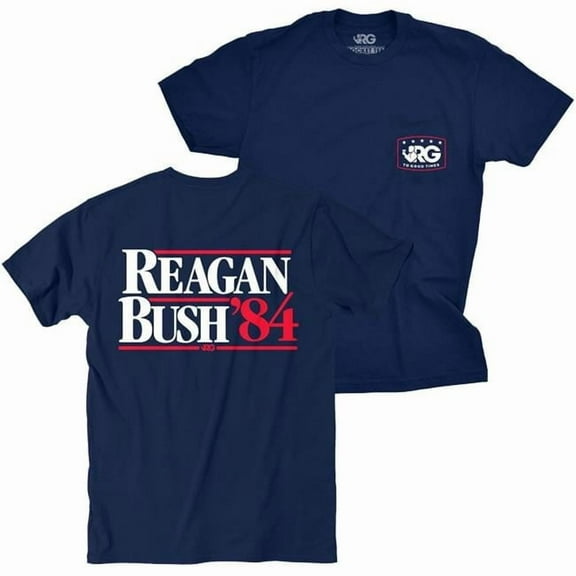 Rowdy Gentleman Mens Reagan Bush 84 T-Shirt, Navy Blue - Small