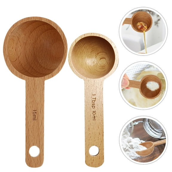 PAMINGONO Cute Coffee Scoop Beech Wood Scooping Men Cafe 2Pcs