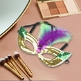thumbnail image 4 of Unique Bargains 1 Pc Colorful Feather Sequins Half Face Party Mask for Masquerade Party Gold Tone Sequins Fabric, 4 of 5