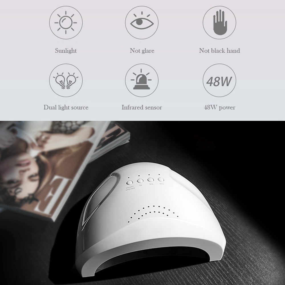 ODOMY 48W UV/LED Lamp Nail Dryer Timing Manicure Tool Beauty Nail Gel Lamp Curing For Nails EU Plug