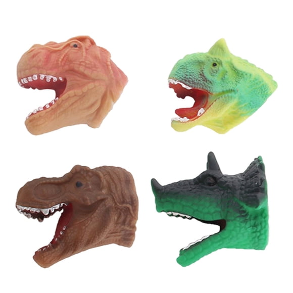 EeaseMX 4 marionetas de dedo de plástico con forma de cabeza de dinosaurio para niños
