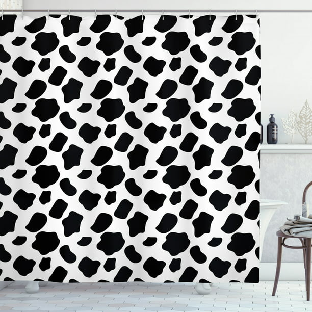 Cow Print Shower Curtain Cattle Skin, Black Spots On Fabric Shower Curtain