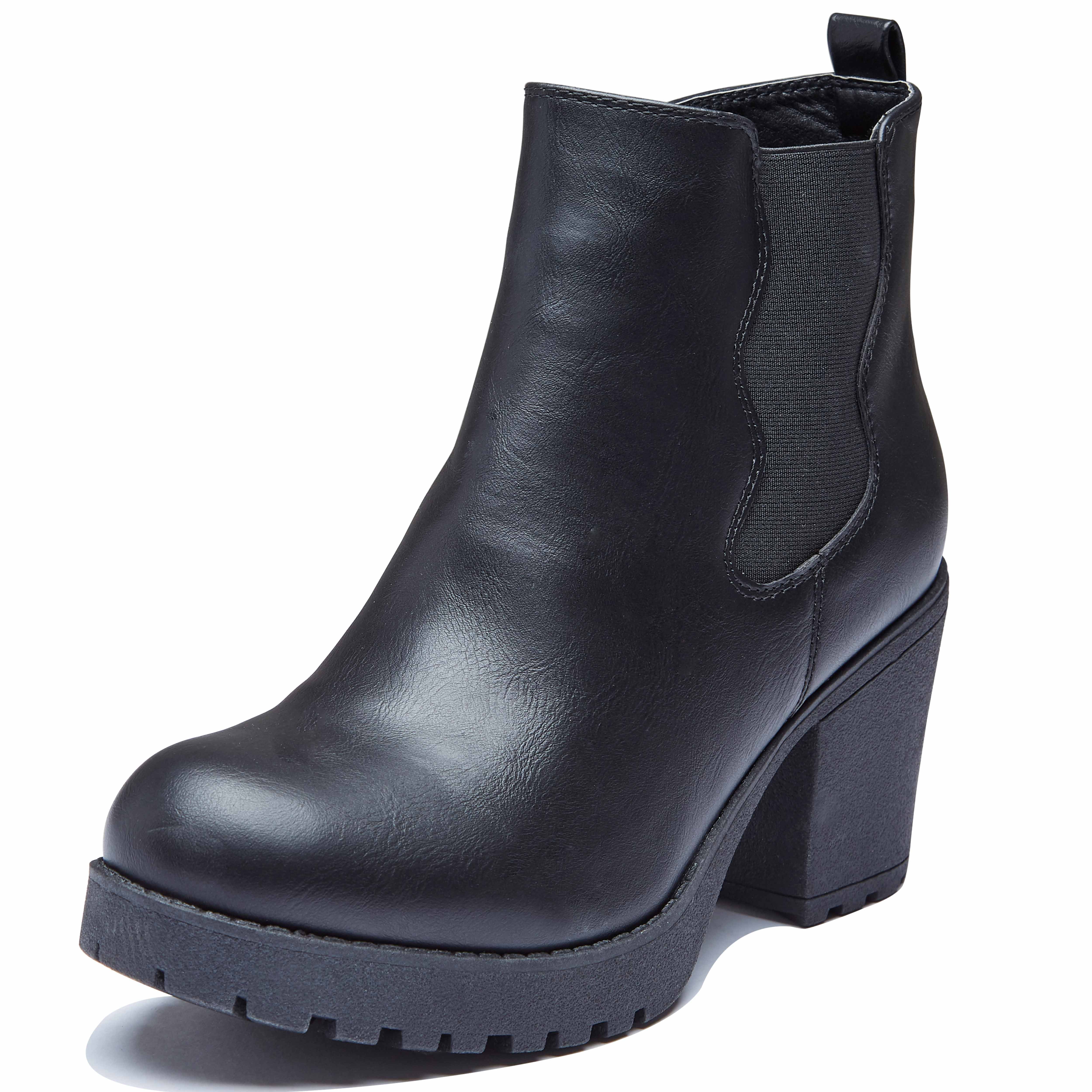 NEW WOMENS LADIES CHELSEA BOOTS CHUNKY PLATFORM BLOCK MID HEEL ELASTIC SIZE | eBay